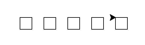 Five squares, of different sizes